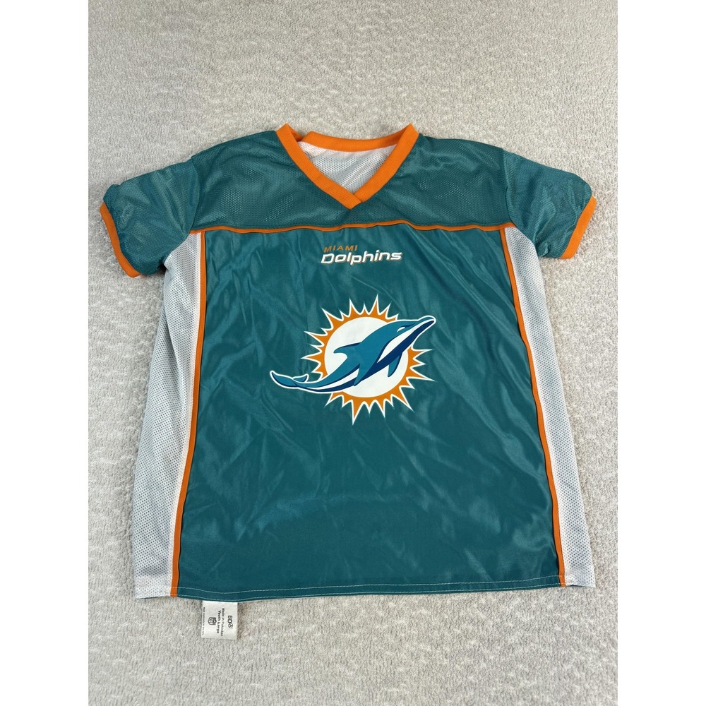 Miami Dolphins Jersey Youth Large Reversible Teal White NFL Football Flag Play60